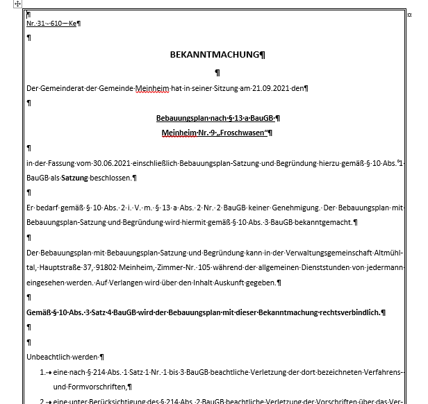Beispielbild einer öffentlichen Bekanntmachung